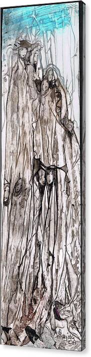 Rock Canvas Print featuring the painting Tall by Anne-D Mejaki - Art About You productions