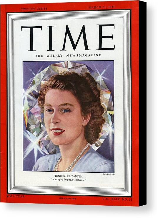 Princess Elizabeth Canvas Print featuring the photograph Princess Elizabeth, 1947 by Boris Chaliapin