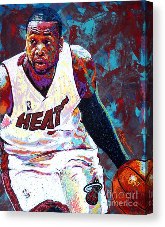 Dwyane Wade Canvas Print featuring the painting D. Wade #2 by Maria Arango