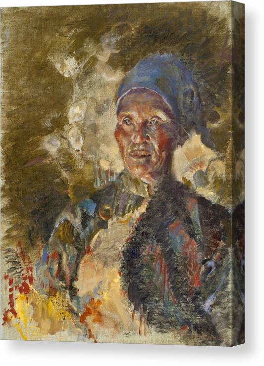 Fire Canvas Print featuring the painting Firelit Woman by Ellen Dreibelbis