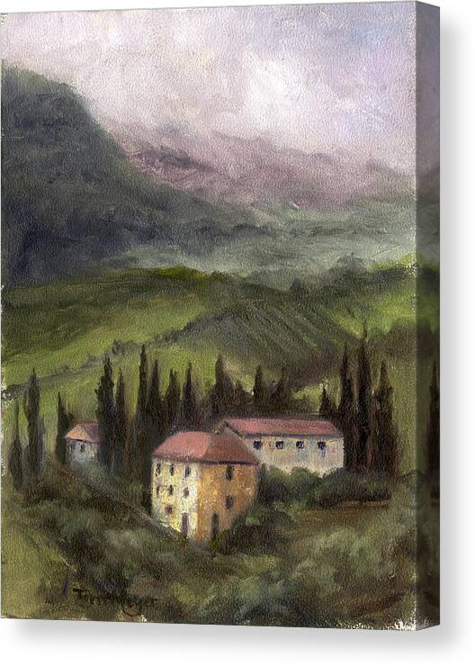 Tuscan Landscape Painting Canvas Print featuring the painting Tuscan Landscape #2 by Terri Meyer