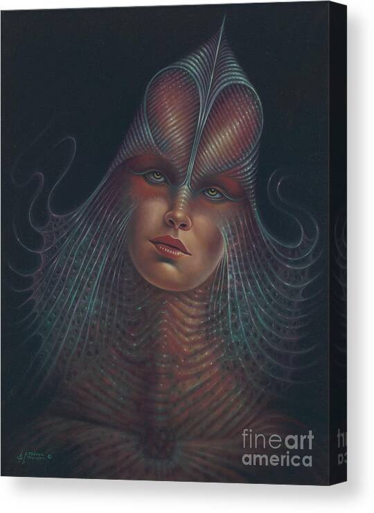 Sci-fi Canvas Print featuring the painting Alien Portrait Il by Ricardo Chavez-Mendez