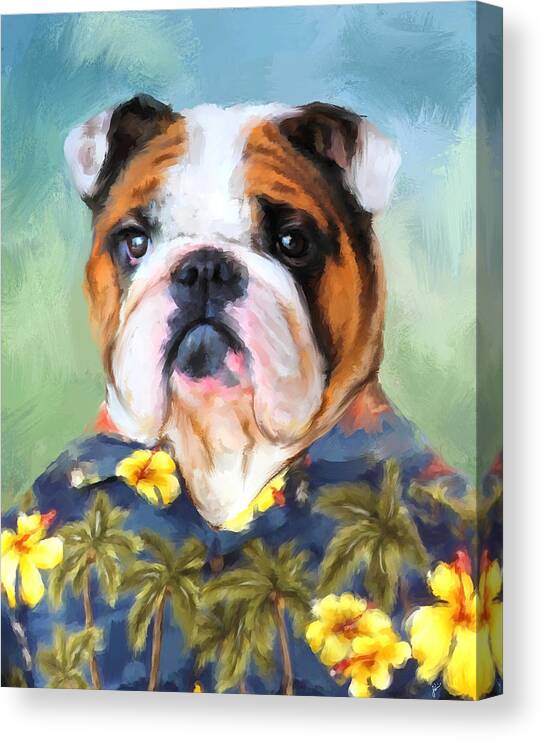 Art Canvas Print featuring the painting Chic English Bulldog by Jai Johnson