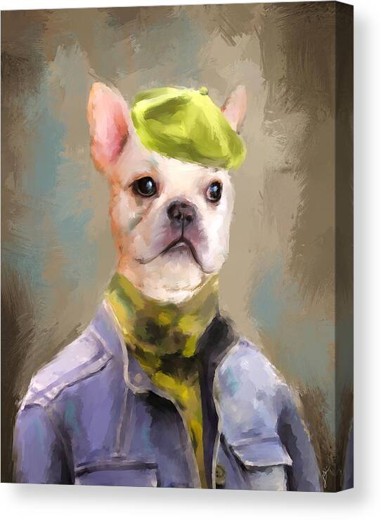 Art Canvas Print featuring the painting Chic French Bulldog by Jai Johnson