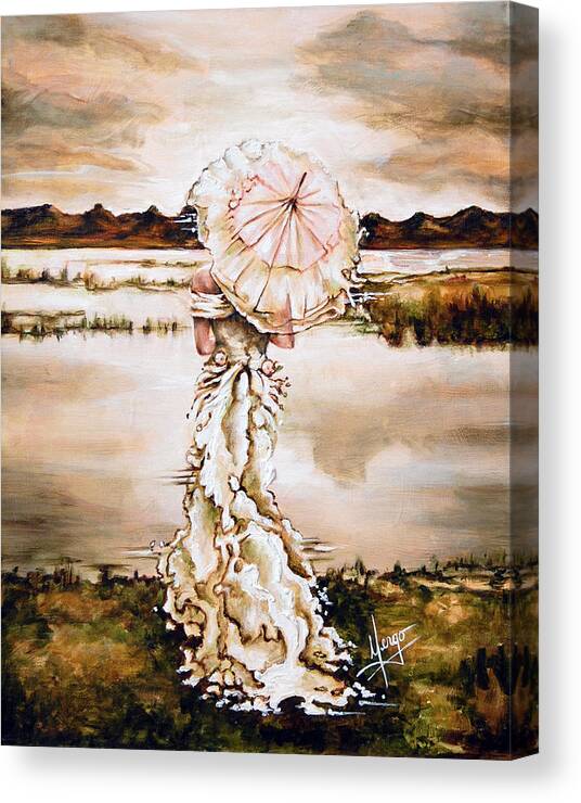 Women Canvas Print featuring the painting Contemplation by Karina Llergo