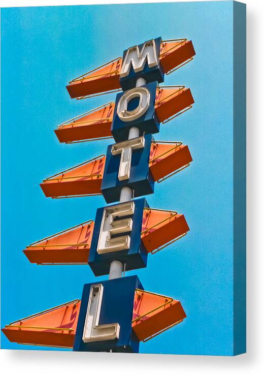 Large Motel Sign Canvas Print featuring the photograph Motel Large by Matthew Bamberg