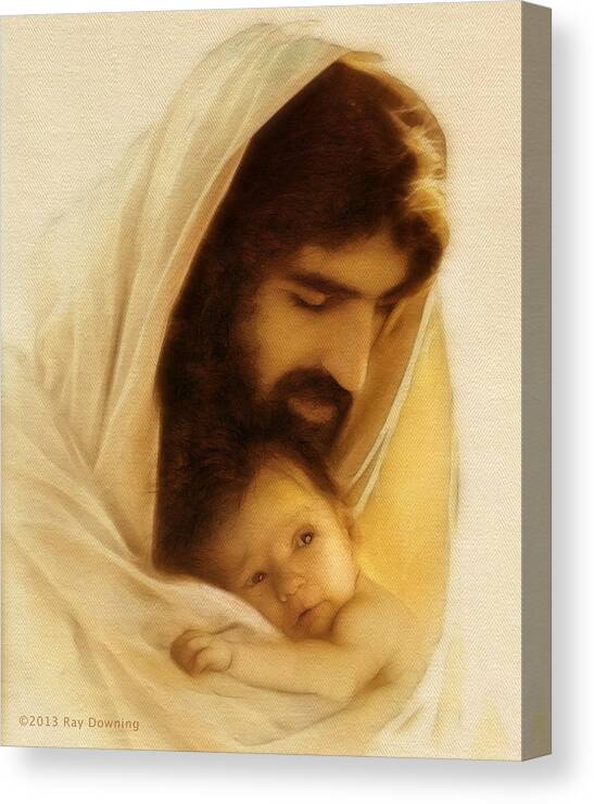 Jesus Canvas Print featuring the digital art Suffer the Little Children by Ray Downing