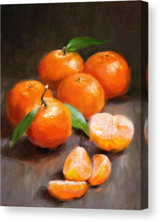 Tangerines Canvas Print featuring the painting Tangerines by Robert Papp