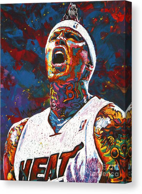 Chris Andersen Canvas Print featuring the painting The Birdman by Maria Arango