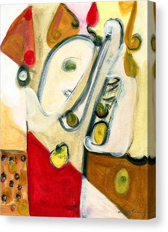 Abstract Art Canvas Print featuring the painting The Horn Player by Stephen Lucas