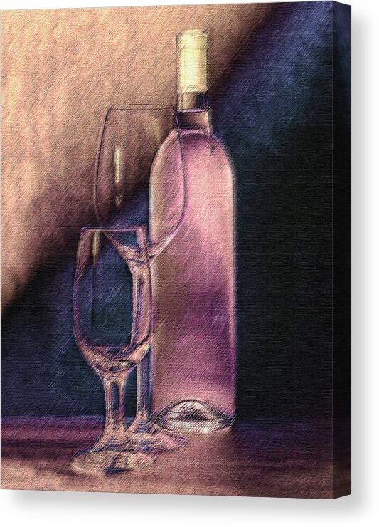 Wine Canvas Print featuring the photograph Wine Bottle with Glasses by Tom Mc Nemar