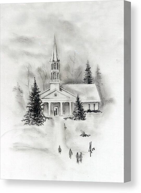 Country Canvas Print featuring the photograph Winter Church by Jacob Cane