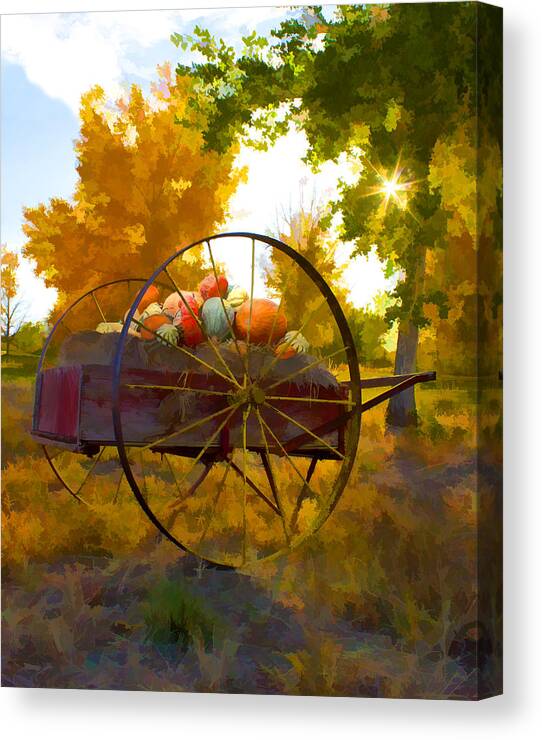 Fall Colors Canvas Print featuring the digital art Cart of Plenty by Rick Wicker