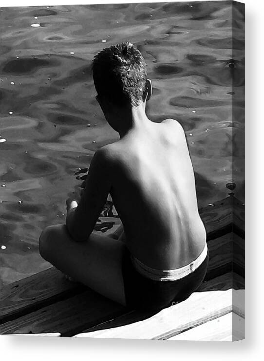 Boy Canvas Print featuring the digital art Sitting on the Dock of the Bay by Dale  Ford