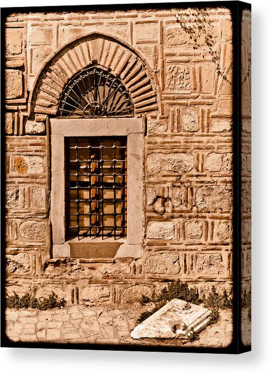 Alatza Imaret Canvas Print featuring the photograph Thessaloniki, Greece - Window Break by Mark Forte