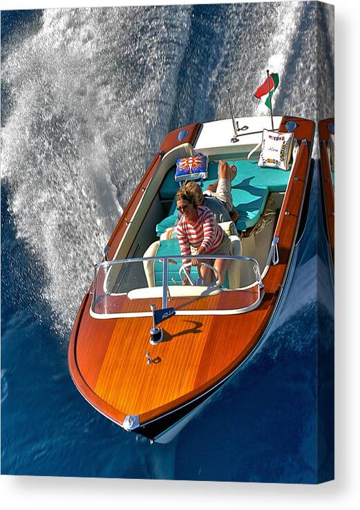 Tahoe Canvas Print featuring the photograph Tahoe Riva Runabout aerial #3 by Steven Lapkin