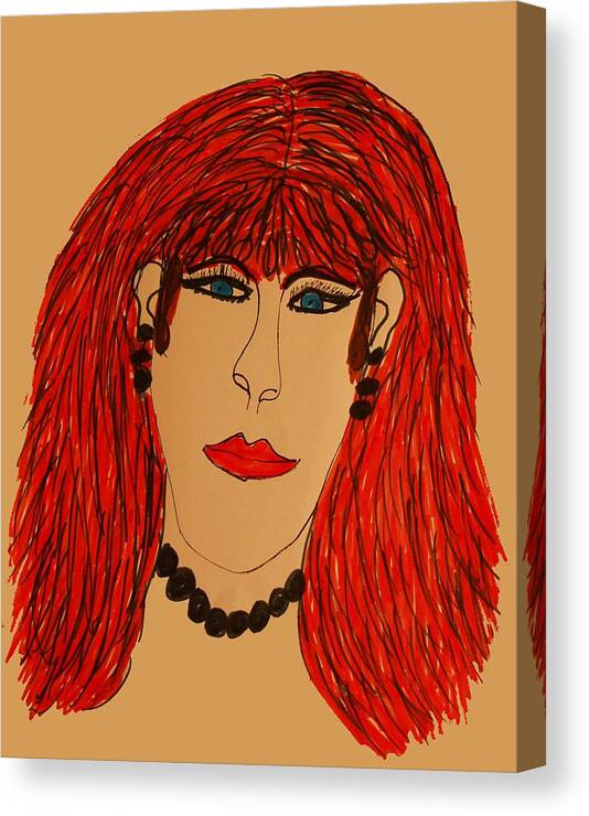 Face Canvas Print featuring the drawing Angie by Betty J Roberts