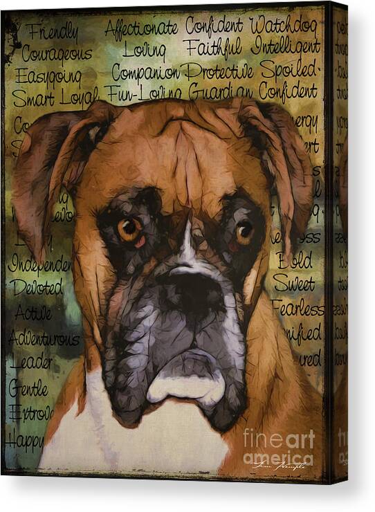  Canvas Print featuring the digital art Boxer Character by Tim Wemple