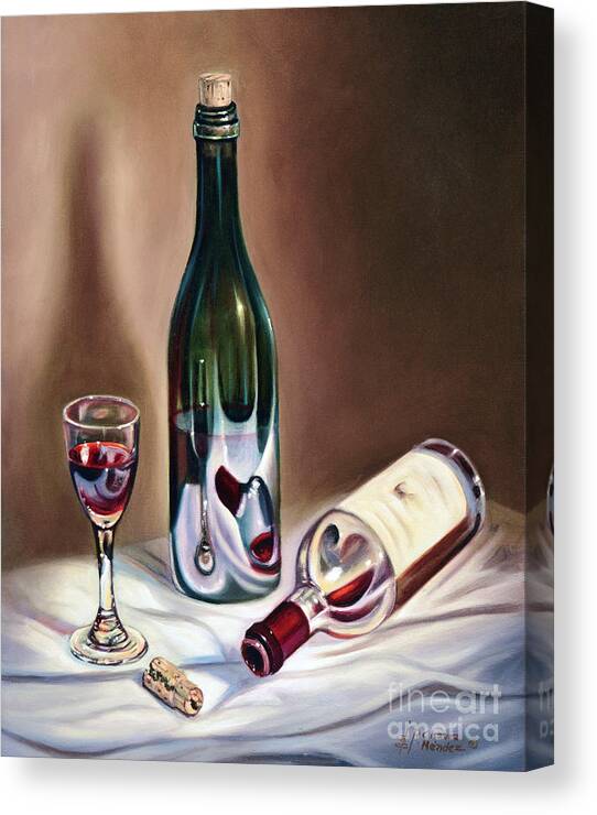 Wine Canvas Print featuring the painting Burgundy Still by Ricardo Chavez-Mendez
