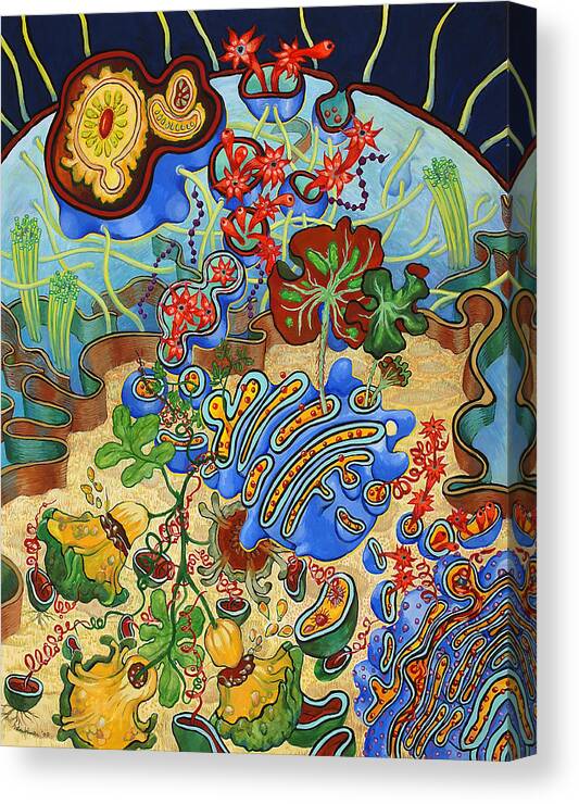Cell Canvas Print featuring the painting Cell Garden by Shoshanah Dubiner