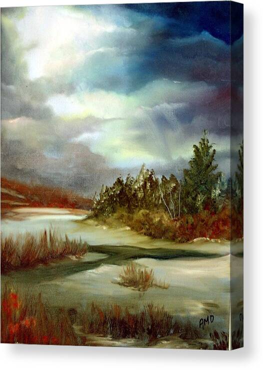 Skies Canvas Print featuring the painting Crazy Skies by AMD Dickinson
