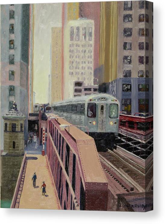 Chicago Canvas Print featuring the painting Getting Around Chi Town by J Loren Reedy