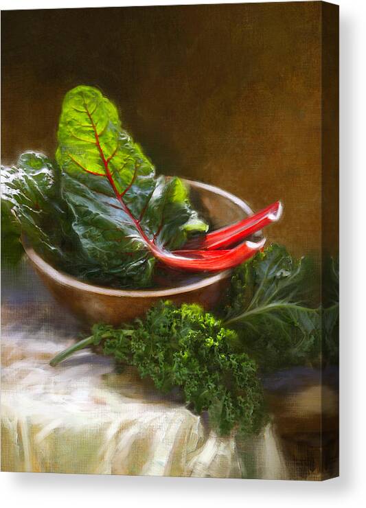 Vegetables Canvas Print featuring the painting Hearty Greens by Robert Papp