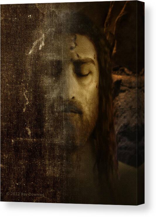 Jesus Canvas Print featuring the digital art Jesus and Shroud by Ray Downing
