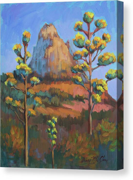 Arizona Canvas Print featuring the painting Late Afternoon Century Plants by Diane McClary