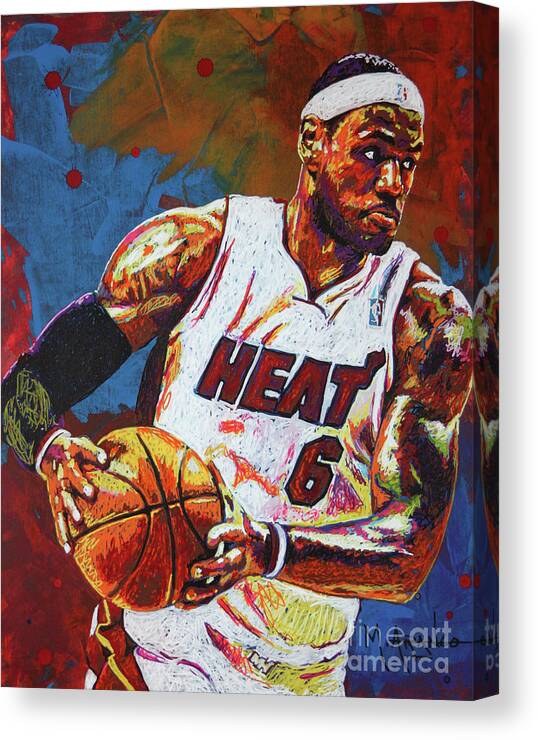 Lebron Canvas Print featuring the painting LeBron James 3 by Maria Arango