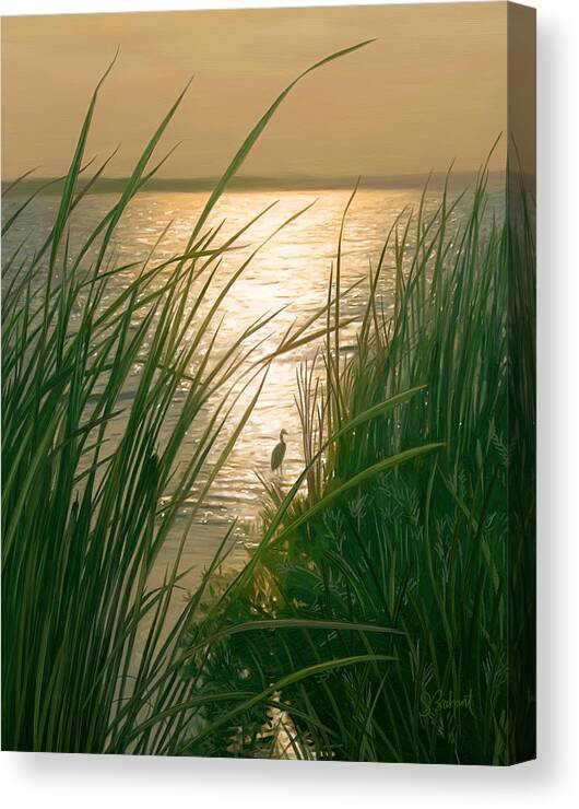 Cape Cod Canvas Print featuring the digital art Marsh Sunset by Sue Brehant