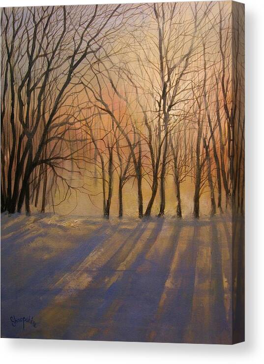  Impressionist Painting Canvas Print featuring the painting Snow Shadows by Tom Shropshire