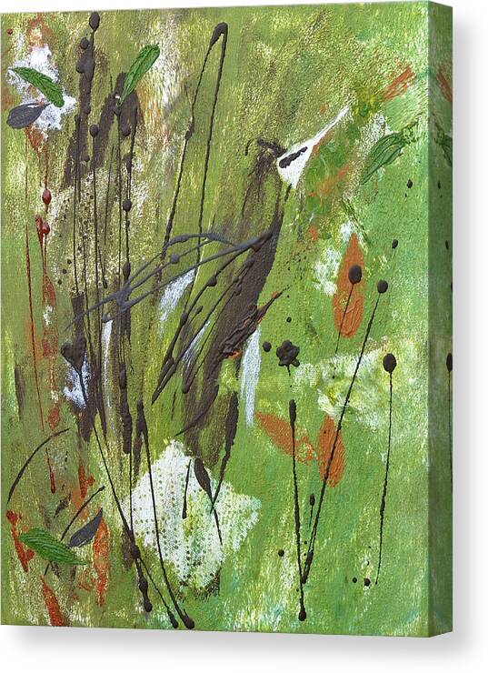 Abstract Art Canvas Print featuring the painting Spirit Bird by Catherine Jeltes