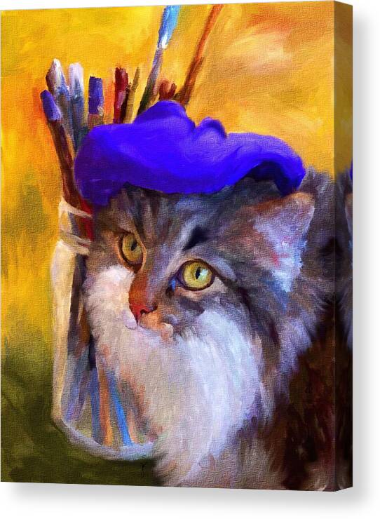 Cat Canvas Print featuring the painting The Artist by Jai Johnson