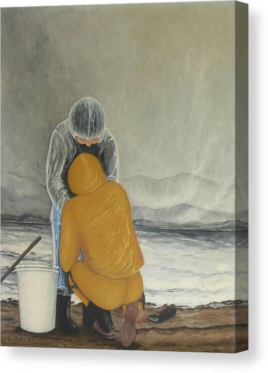 Figurative Canvas Print featuring the painting The Clamdigger by Georgette Backs