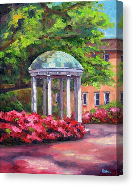 University Of North Carolina At Chapel Hill Canvas Print featuring the painting The Old Well UNC by Jeff Pittman