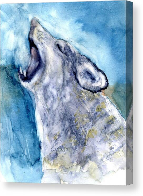 Wolf Canvas Print featuring the painting The Wolf Howls by Marilyn Barton