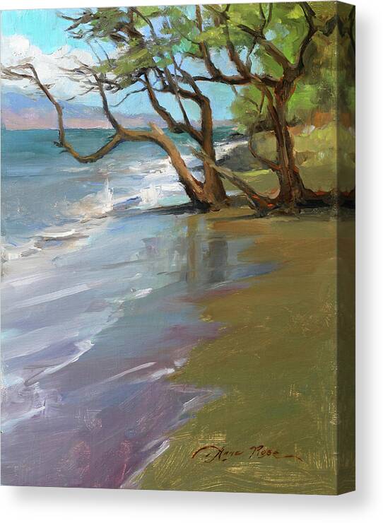 Wailuku Canvas Print featuring the painting Wailuku Shoreline by Anna Rose Bain