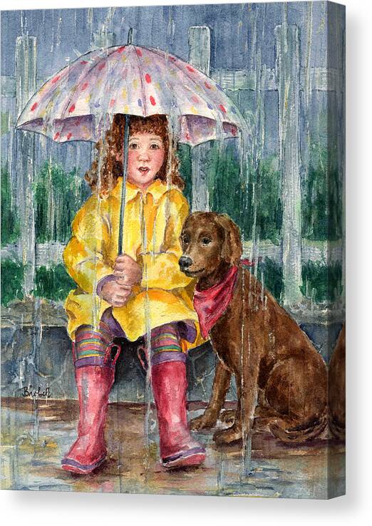 Children Canvas Print featuring the painting Waiting for Sunshine by Barbel Amos