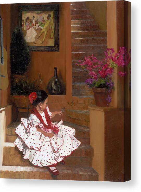 Mexico Canvas Print featuring the painting Western Grace of Good Cheer  Mexico  from The Three Graces of the West by Anna Rose Bain