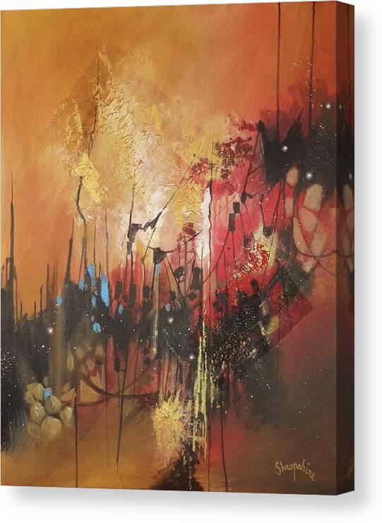 Abstract; Abstract Expressionist; Contemporary Art; Tom Shropshire Painting; Shades Of Blue And Red Canvas Print featuring the painting A Political Landscape by Tom Shropshire