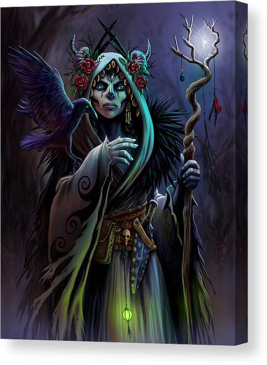 Witch Canvas Print featuring the painting DarkWalker by Cristina McAllister
