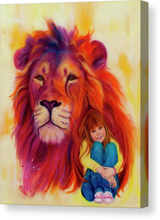 Lion Canvas Print featuring the painting Everything's More Colourful with You by Jeanette Sthamann