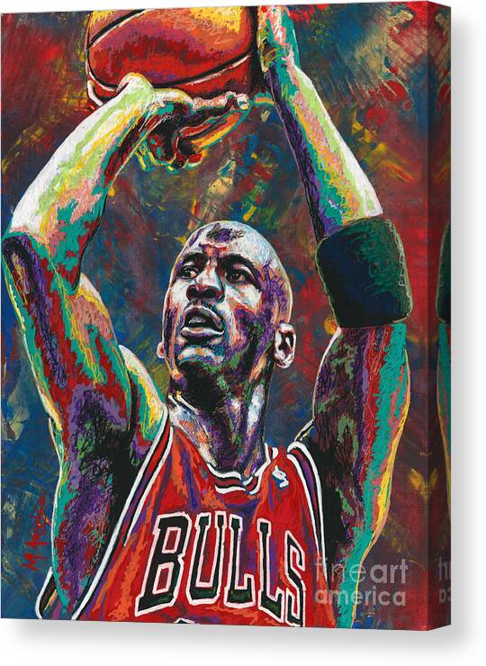 Michael Jordan Canvas Print featuring the painting Chicago Legend by Maria Arango