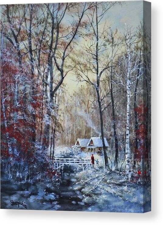 Currier And Ives Canvas Print featuring the painting Classic Snow Scene by Tom Shropshire