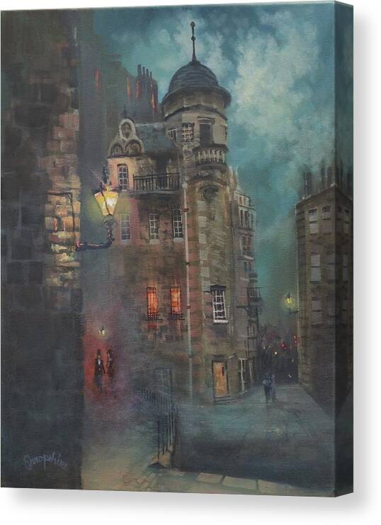 Edinburgh Canvas Print featuring the painting Edinbrough Writers Museum by Tom Shropshire