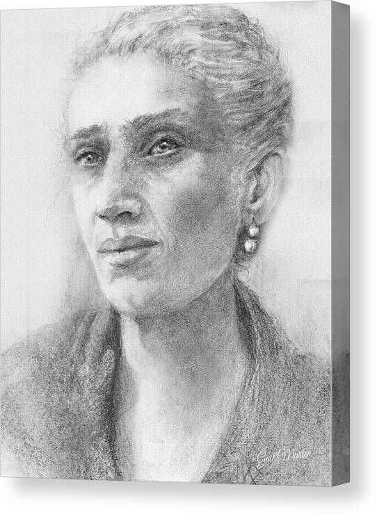 Portrait Canvas Print featuring the drawing Gina by Gail Marten