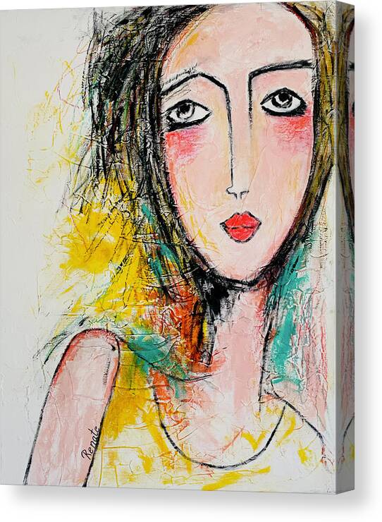 Woman Portraiture Canvas Print featuring the painting Once I felt the touch of your soul by Renate Dartois