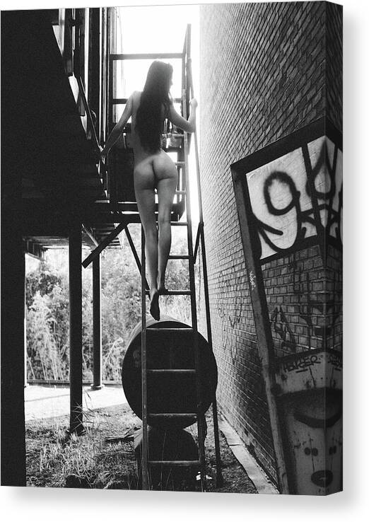 35mm Canvas Print featuring the photograph Stairway, Kings Park Psychiatric Center by Eugene Nikiforov