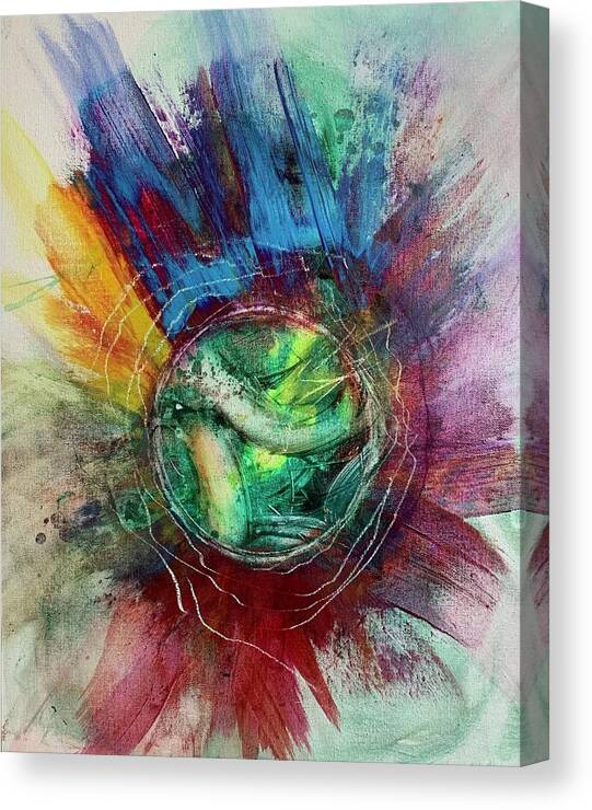 Abstract Expressionism Canvas Print featuring the painting Toltec War Song by Rodney Frederickson